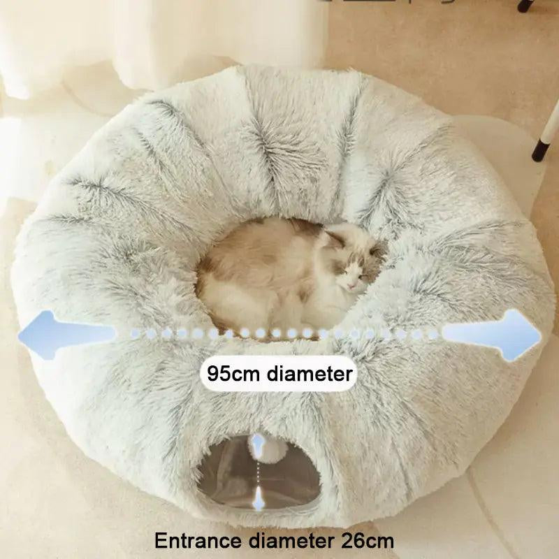 Luxuriously Soft 2-In-1 round Tunnel Cat Beds