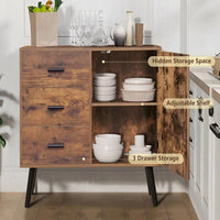 Storage Cabinet with 3 Drawers & Adjustable Shelf, Large Storage Space with inside Shelf, Accent Cabinet