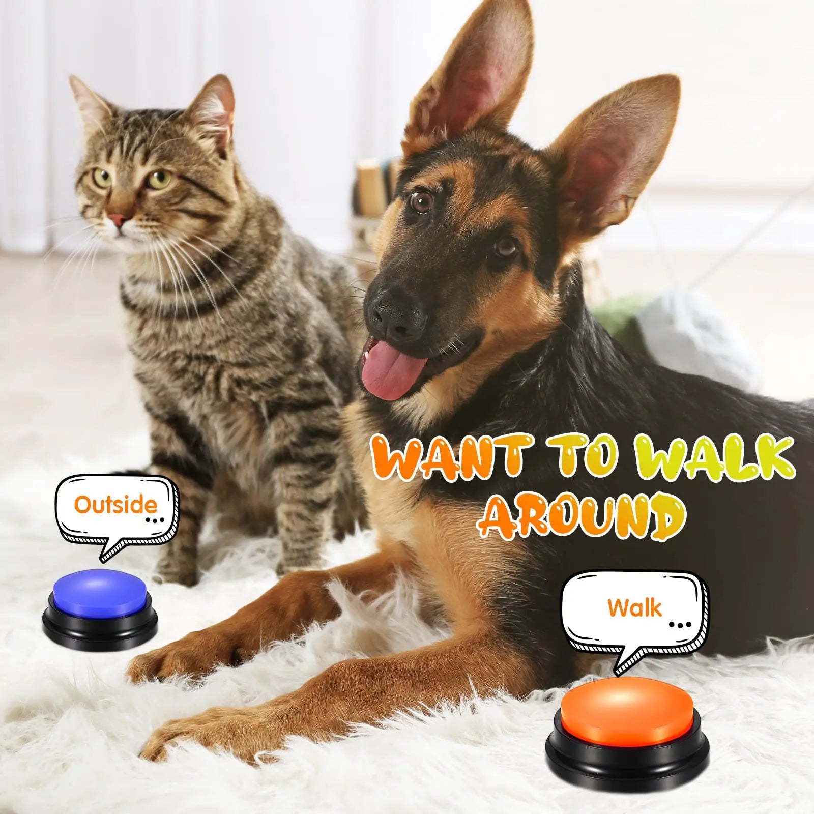 Voice Recording Button Pet Toys Dog Buttons for Communication Pet Training Buzzer Recordable Talking Button Intelligence Toy