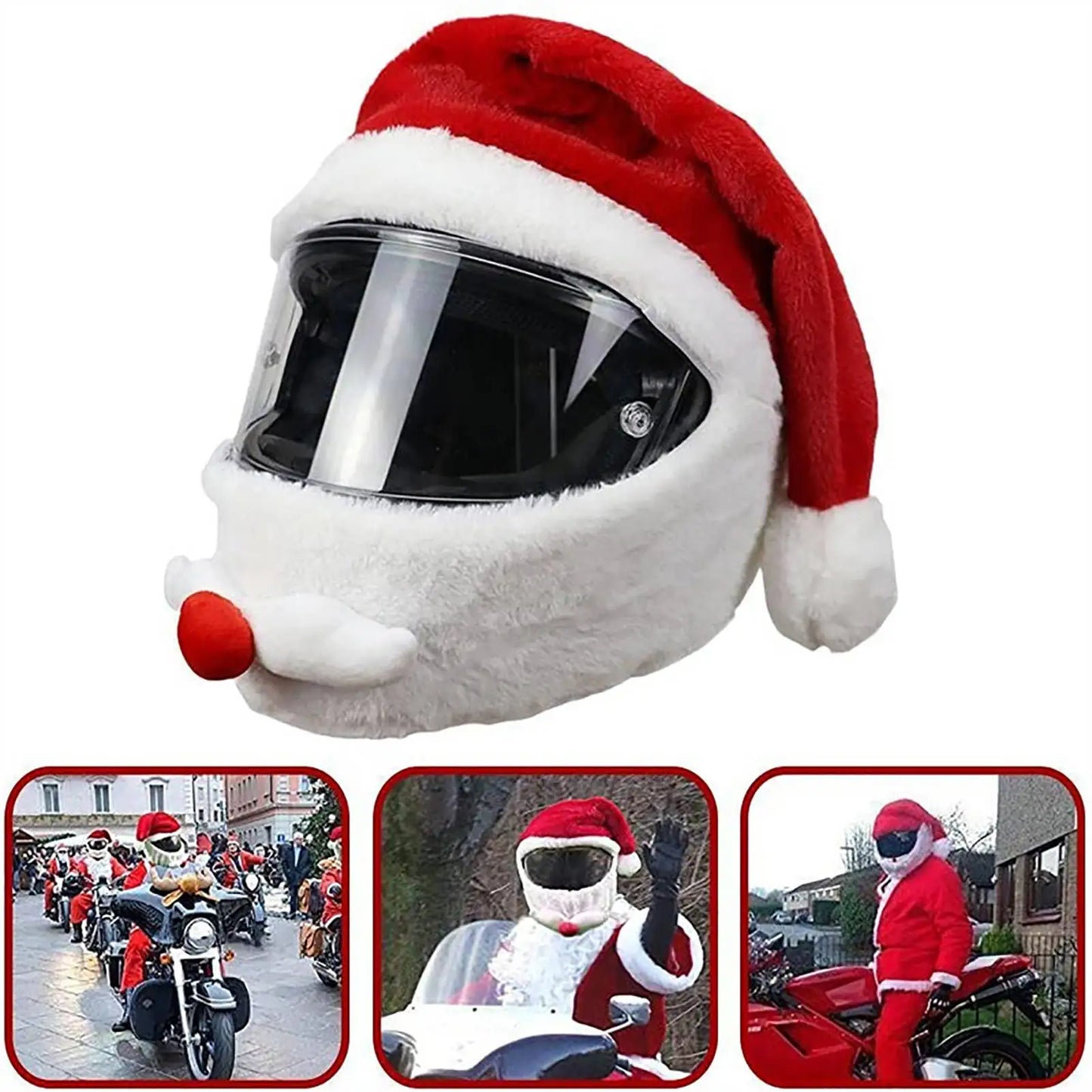 1Pcs Santa Claus Helmet Cover Plush Christmas Hat for Motorcycle Helmet Accessoories Christmas Decor Party Supplies Xmas Cosplay