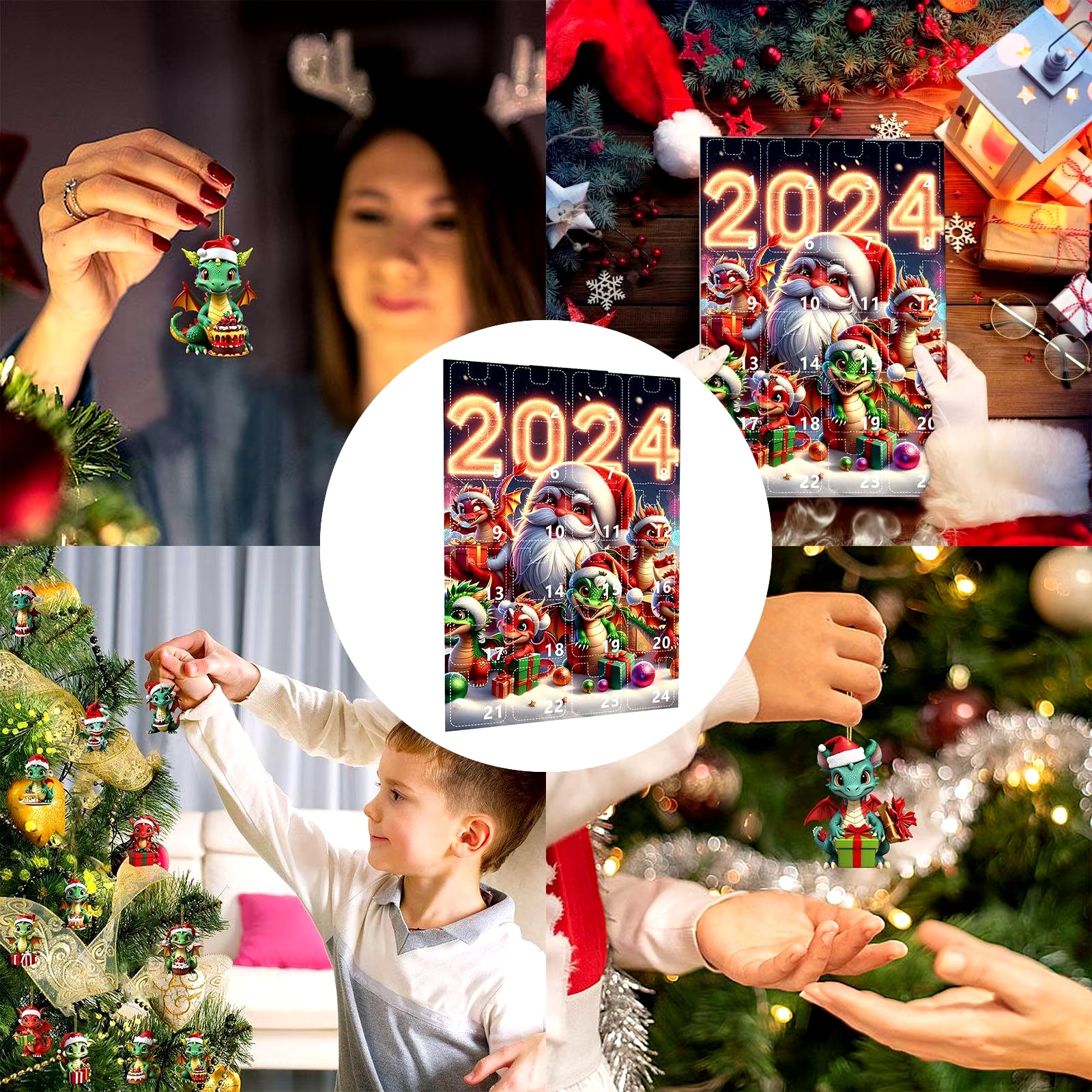 2024 Christmas Holiday Advent Calendar Christmas Advent Calendar Dinosaur 2D Christmas Home Set Visual Timers