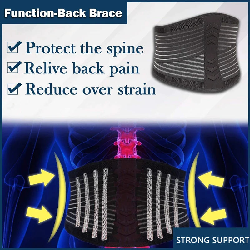 Lower Back Support Brace Lumbar Waist Belt Double Pull Breathable Belt Men Women