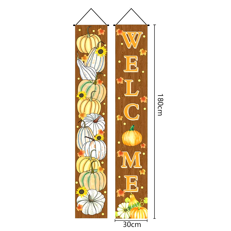 Thanksgiving Couplet Pumpkin Porch Hanging Banner Harvest Festival Party Decoration Thanksgiving Wall Door Hanging Banner