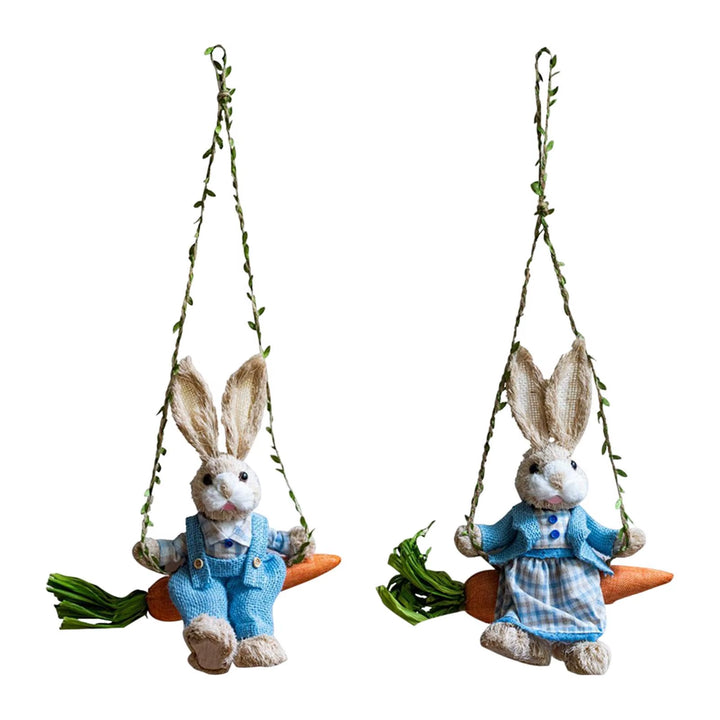 Easter Bunny Pendant Decorative Collection Sculpture Artwork Swing Rabbit Hanging Decor for Fence Yard Cafe Decoration Office