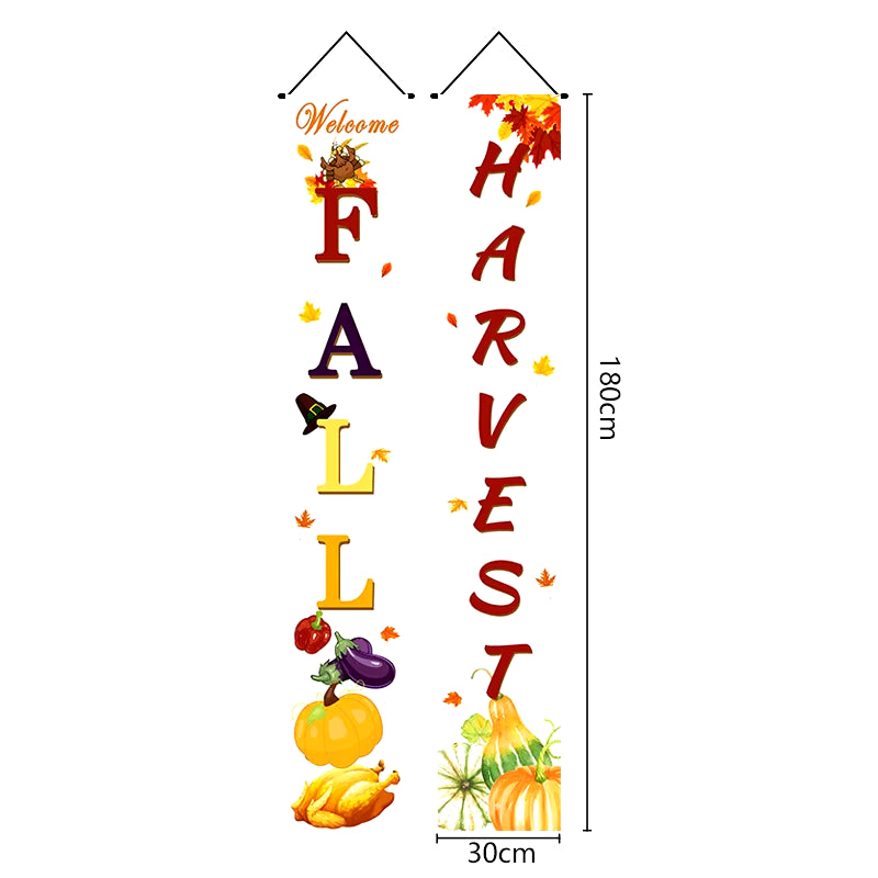 Thanksgiving Couplet Pumpkin Porch Hanging Banner Harvest Festival Party Decoration Thanksgiving Wall Door Hanging Banner