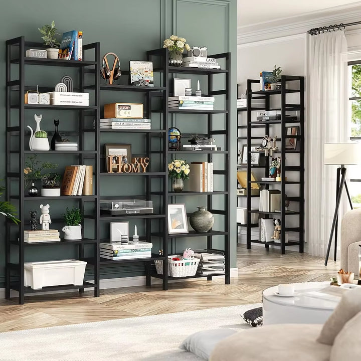 Bookshelf Triple Wide 6-Tier, 6Ft Tall Bookcase with 17 Open Display Shelves, Super Large Freestanding Book Shelf