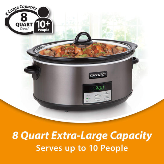 ® Programmable 8-Quart Slow Cooker, Black Stainless Collection