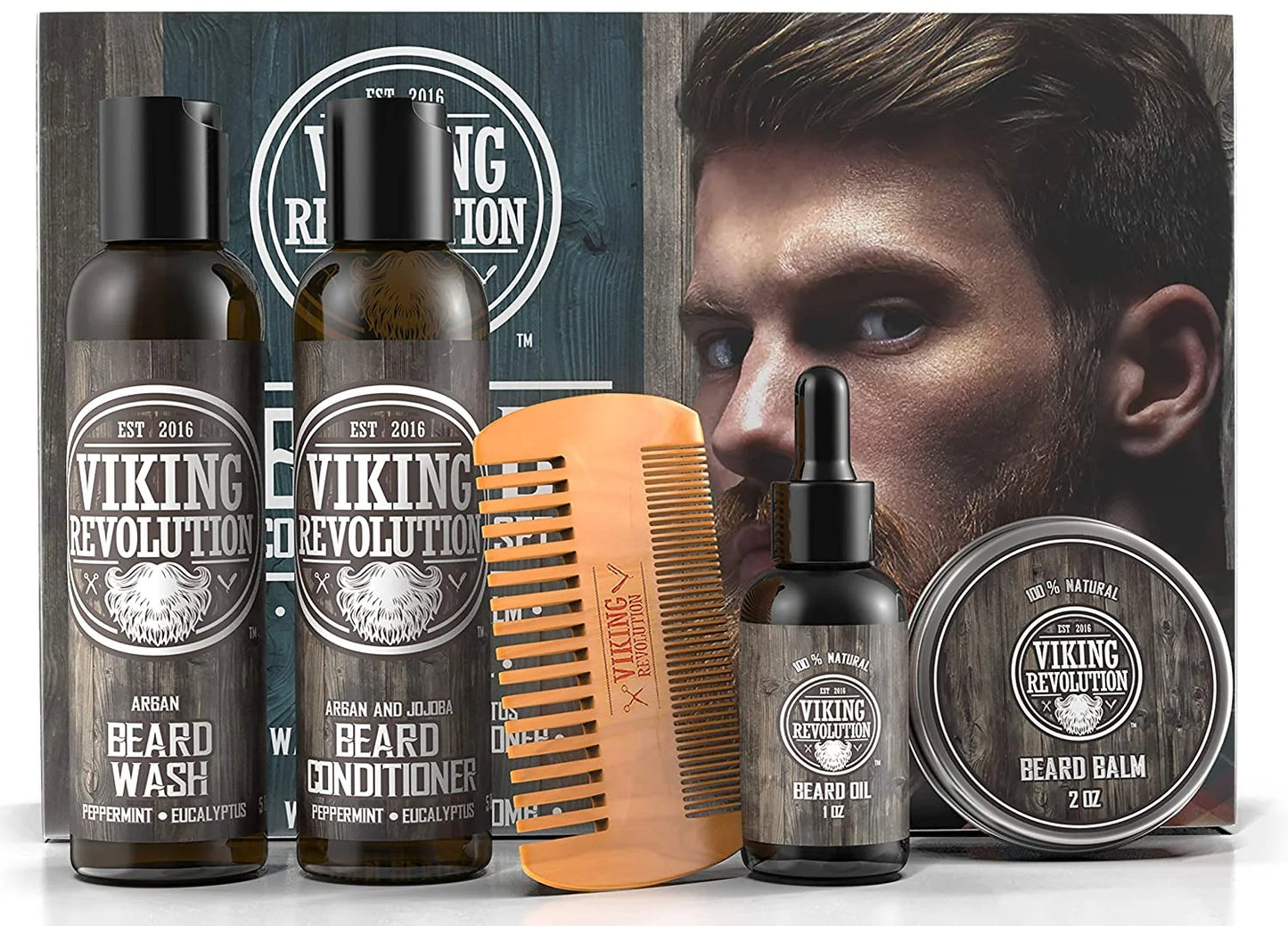 - Beard Care Kit with Beard Wash & Conditioner, Oil, Balm and Comb - Classic