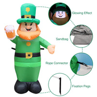 St Patricks Day Iatable Leprechaun Irish Party Decor Blow up Leprechaun Outdoor Lawn Yard Decoration