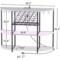 Wine Bar Cabinet with LED Lights and Power Outlets, Freestanding Coffee Liquor Bar Cabinet with Glass Holder