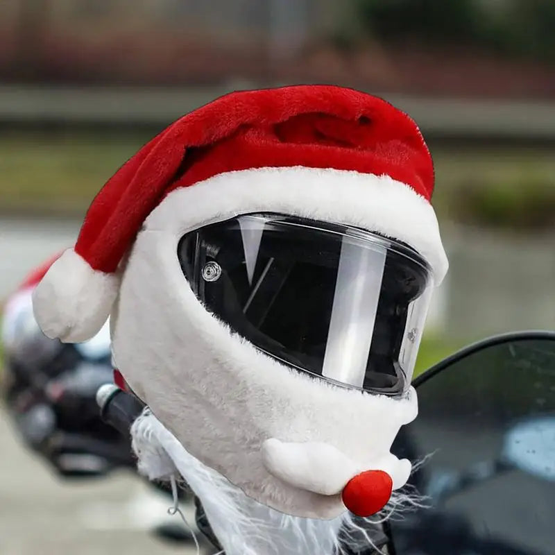 1Pcs Santa Claus Helmet Cover Plush Christmas Hat for Motorcycle Helmet Accessoories Christmas Decor Party Supplies Xmas Cosplay