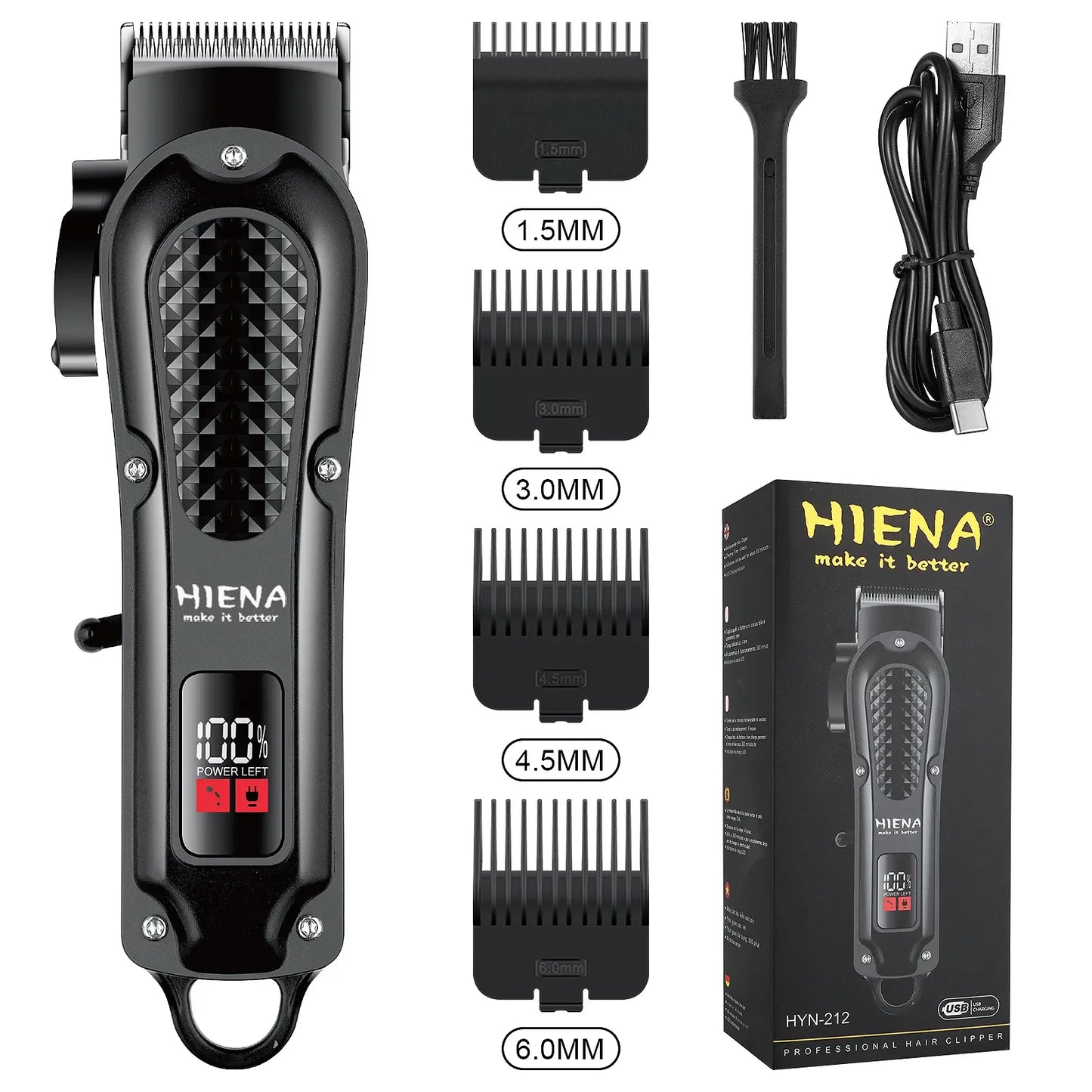 HYN-212 Electric Hair Clipper UBS Rechargeable Cordless Beard Trimmer Men Powerful Electric Hair Clipper Trimming Tool