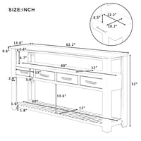 62.2'' Modern Console Table Sofa Table for Living Room with 4 Drawers and 2 Shelves