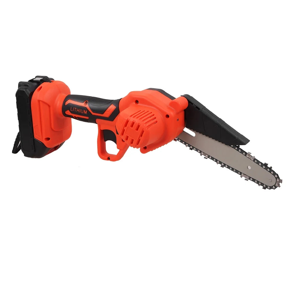 6" Mini Handheld Electric Chainsaw Cordless Chain Saw 21V 550W Battery Powered with 2Pcs 4" Chain 2Pcs 6" Chain 2Pcs Battery