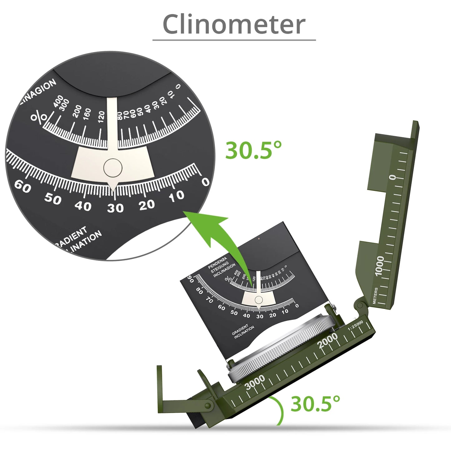 Proster Professional Outdoor Camping Compass IP65 Waterproof Camouflage Sighting Clinometer Compass Hunting Hiking Guiding Tools