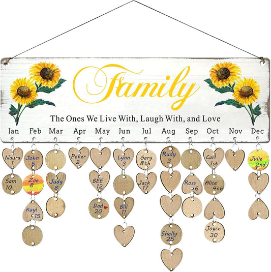 Birthday Gifts for Mom from Daughter Unique, Family Birthday Reminder Calendar Plaque, Family like Branches on a Tree Hanging Board, Gift Idea