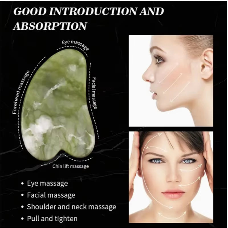 Jade Roller and Gua Sha Tools Set Skin Care Massager Jade Facial Roller Eyes Neck and Body Reduce the Look of Aging Beauty Tool