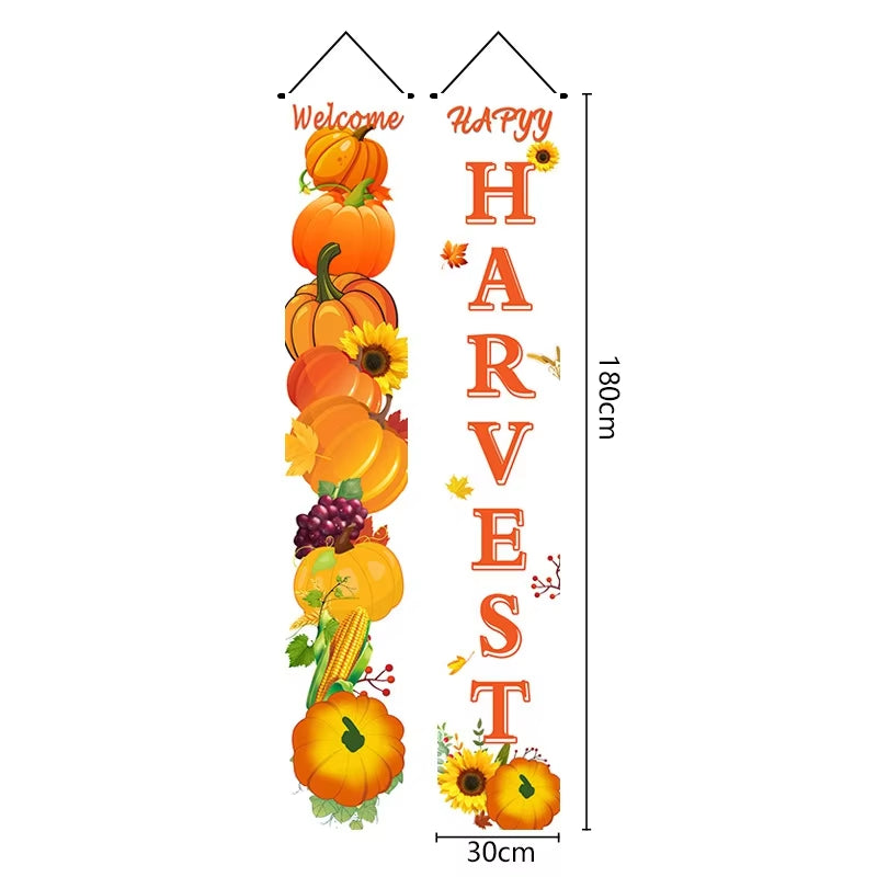 Thanksgiving Couplet Pumpkin Porch Hanging Banner Harvest Festival Party Decoration Thanksgiving Wall Door Hanging Banner