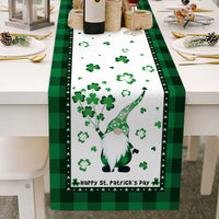 St. Patrick'S Day Table Runner Green Irish Santa Printed Embroidered Table Runner for Saint Patricks Day Holiday Table Decor