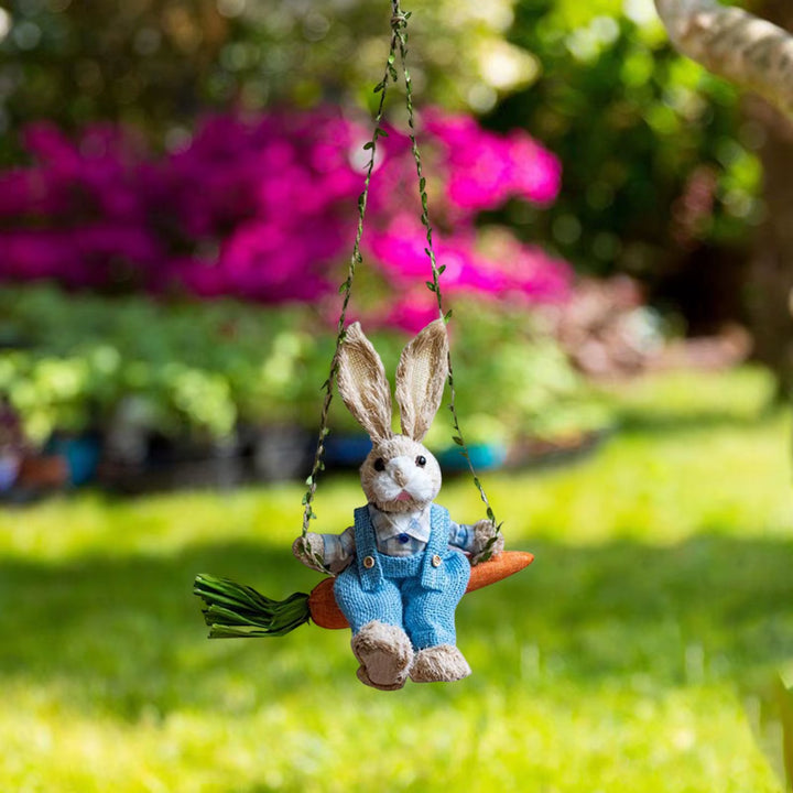 Easter Bunny Pendant Decorative Collection Sculpture Artwork Swing Rabbit Hanging Decor for Fence Yard Cafe Decoration Office