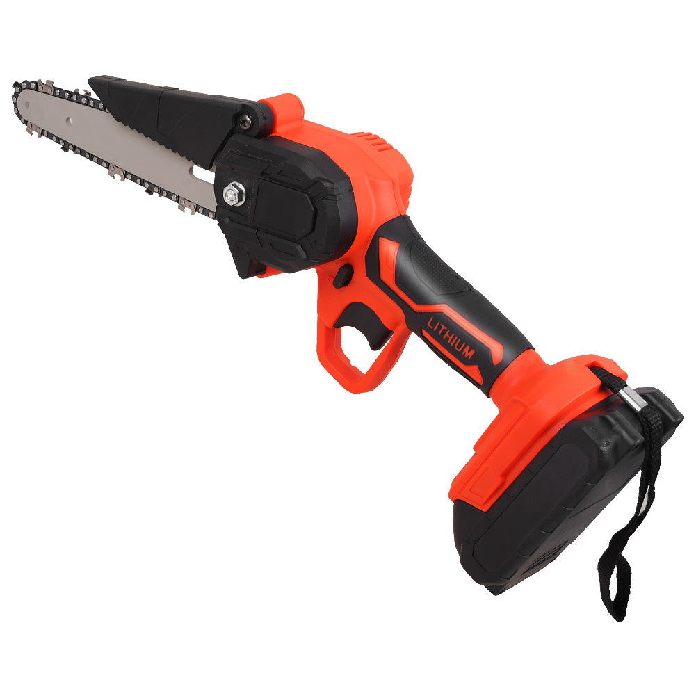 6" Mini Handheld Electric Chainsaw Cordless Chain Saw 21V 550W Battery Powered with 2Pcs 4" Chain 2Pcs 6" Chain 2Pcs Battery