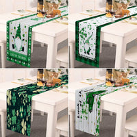 St. Patrick'S Day Table Runner Green Irish Santa Printed Embroidered Table Runner for Saint Patricks Day Holiday Table Decor