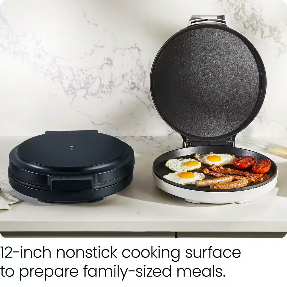 113 Sq. In. Black Pizza Maker Countertop Electric Griddle