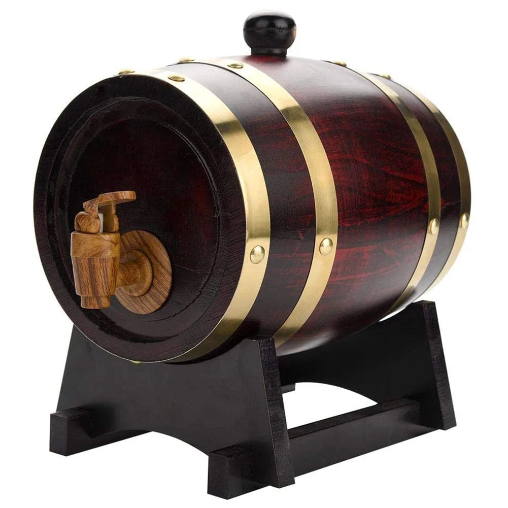 1.5L Vintage Wood Oak Timber Wine Barrel for Whiskey Rum Port