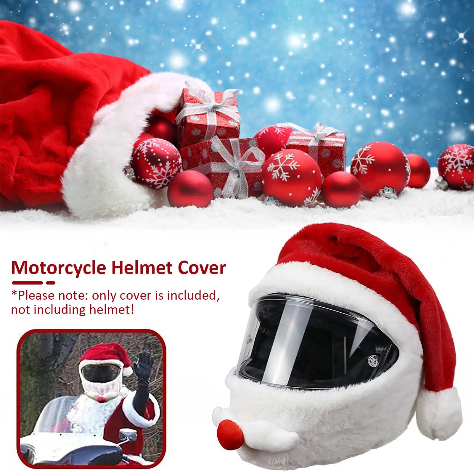 1Pcs Santa Claus Helmet Cover Plush Christmas Hat for Motorcycle Helmet Accessoories Christmas Decor Party Supplies Xmas Cosplay