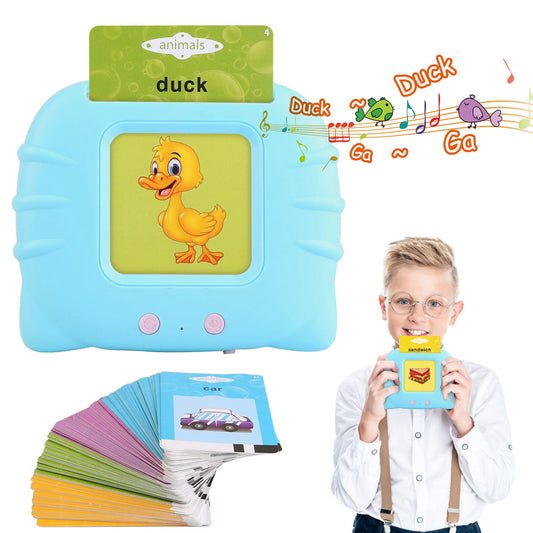 Kid Cognitive Audio Cards  Kid Learning Card Machine with Sound Effects Christmas Birthday Gifts for 1-5 Years Old Boys Girls Blue