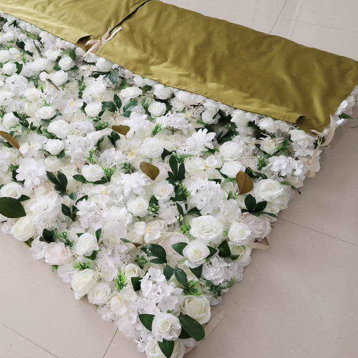 YuLiFlower Custom 3D Fabric Flower Wall Wedding  Furniture Decoration Faux Silk Rose Flower Wall Panel Background