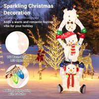 5.6 FT Lighted Christmas Stacked Snowmen Decoration, Pre-Lit Snowmen Ornament with LED Lights, Light String, Outside Xmas Yard