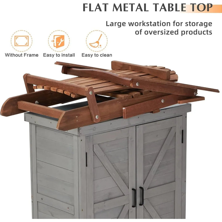 Outdoor Storage Cabinet & Potting Bench Table