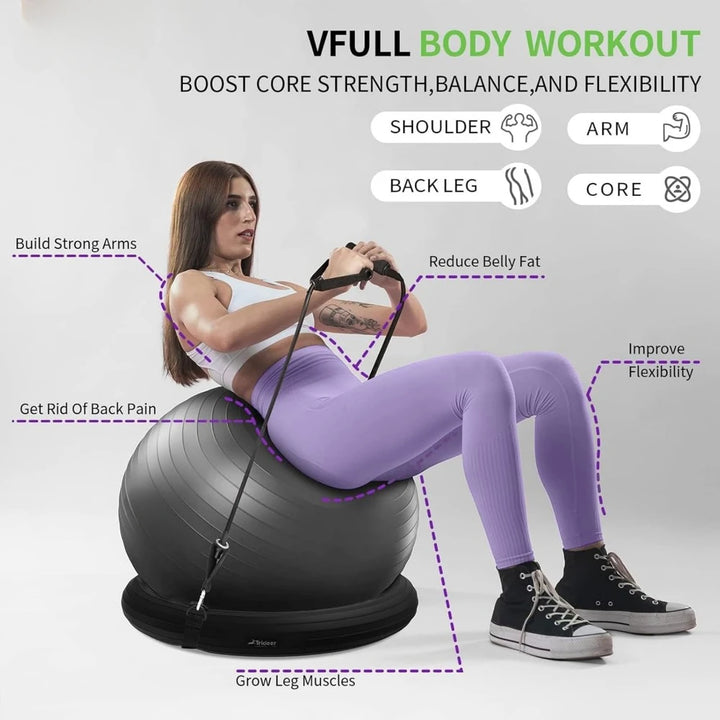 Ball Chair Yoga Ball Chair Exercise Ball Chair with Base & Bands for Home Gym Workout for Abs, Stability