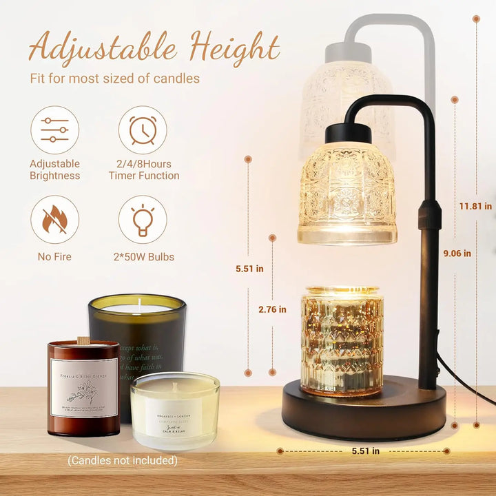 New Glass Wax Melting Lamp With Adjustable Timing Aromatherapy Candle Table Lamp Practical Gift Desk Lamp