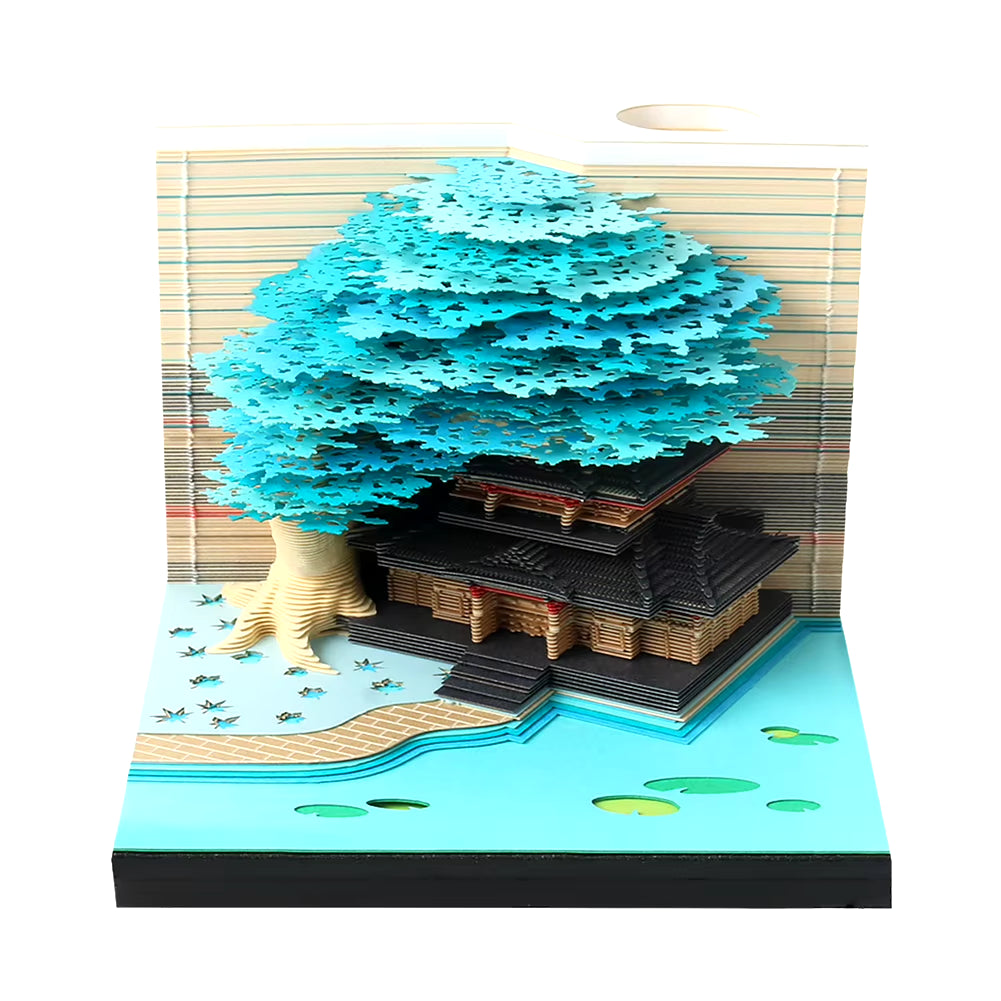 Desk Calendar 2025 3D Memo Pad Paper Carving Art 3D Sticky Notes Convenience Post Notes Marriage Tree Kawaii Notepad with Light