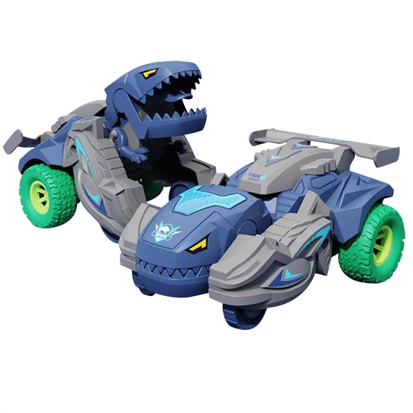 Taotanxi Transforming Dinosaur LED Car Dinosaur Toys for Kids 3-5-7 Pull Back Dino Race Car Toy Cars Christmas Birthday Gifts for Toddlers Boys Girls