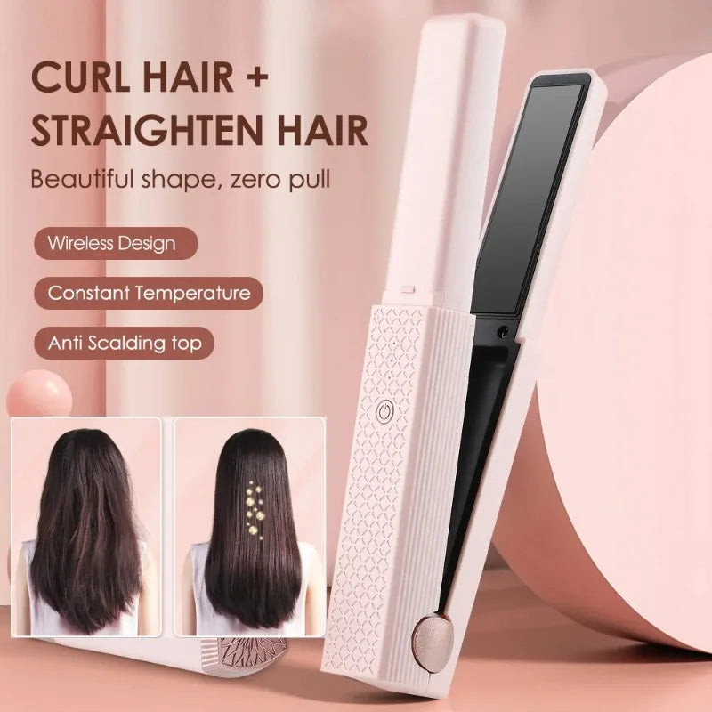 Hair Straightener Cordless Usb Hair Straightener Mini Ceramics Hair Curler 3 Constant Temperature Portable Flat Iron for Travel