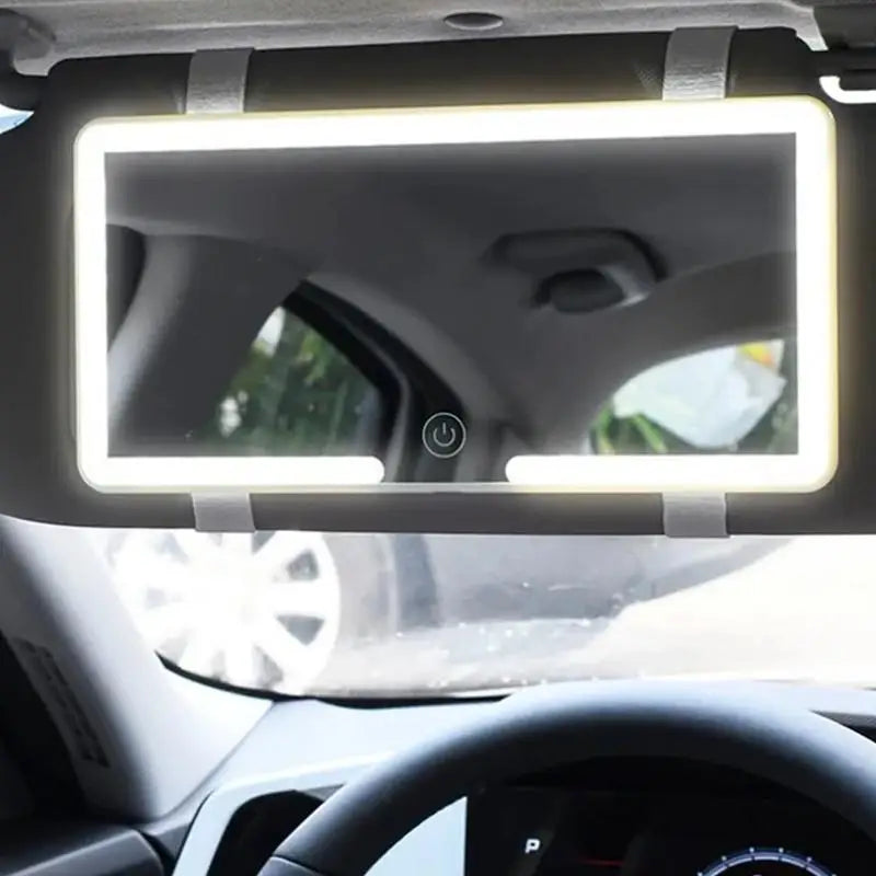 LED Light Mirror for Car Rechargeable LED Car Mirror Vanity for Sun Visor Three Modes Sun-Shading Cosmetic Mirror LED Car Visor