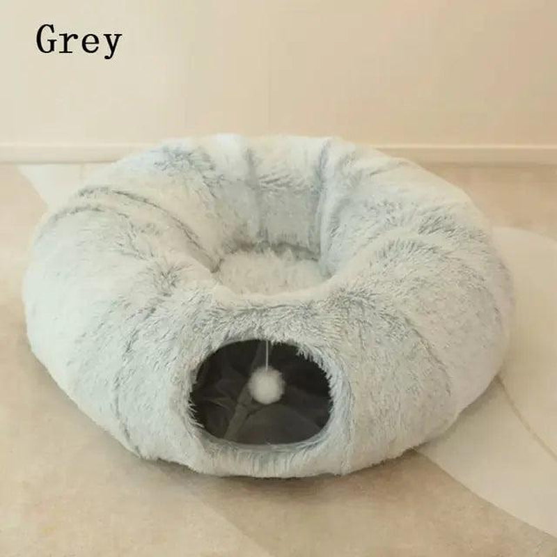 Luxuriously Soft 2-In-1 round Tunnel Cat Beds