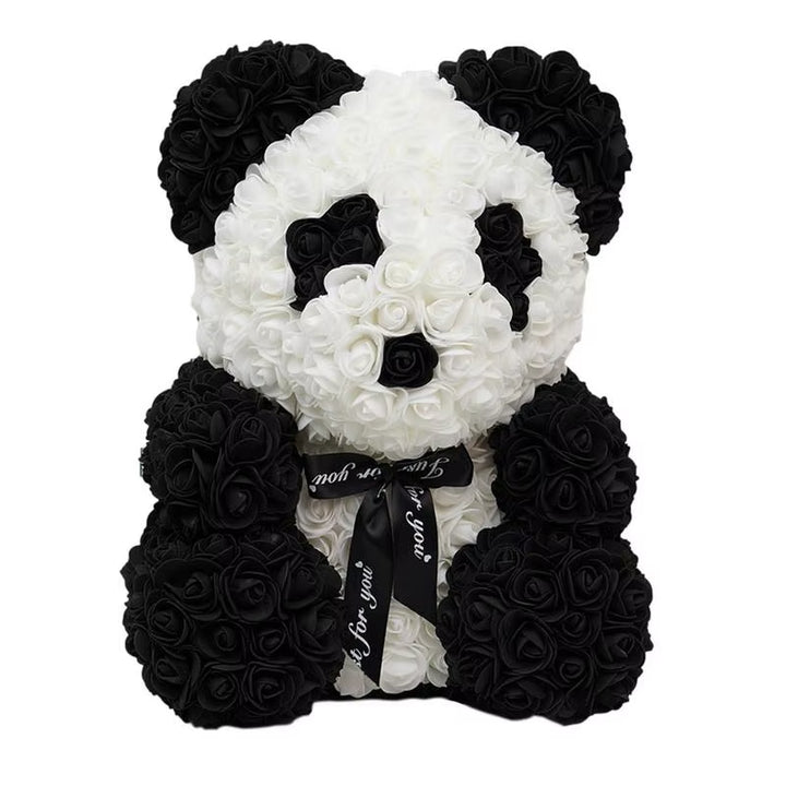 Forever Artificial Flowers Rose Panda Bear Girlfriend Valentines Day Anniversary Christmas Gift Birthday Present Wedding Decor