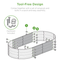 4X2X1Ft Outdoor Raised Metal Oval Garden Bed, Planter Box for Vegetables, Flowers - Charcoal