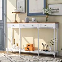 58 in Console Table for Entryway, Solid Wood Entryway Table with Storage Shelf and Drawer Sofa Table for Living Room Hallway