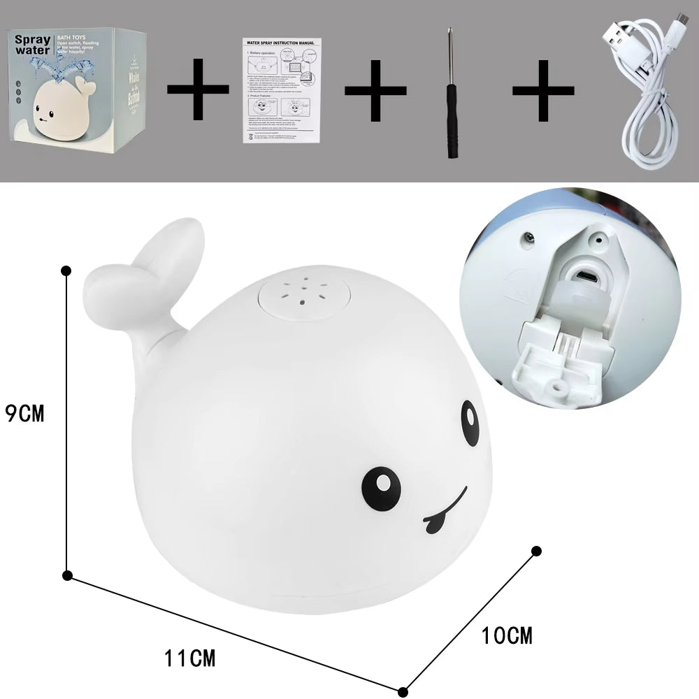 Kid'S Shower Charging with Lights and Water Spray Whale Toy Water Reaction Flash Baby Bathroom Toy Light Bath Toy as a Gift