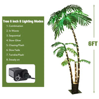 6Ft Solar Lighted Palm Tree LED Artificial Palm Tree for Tiki Bar Christmas Decoration