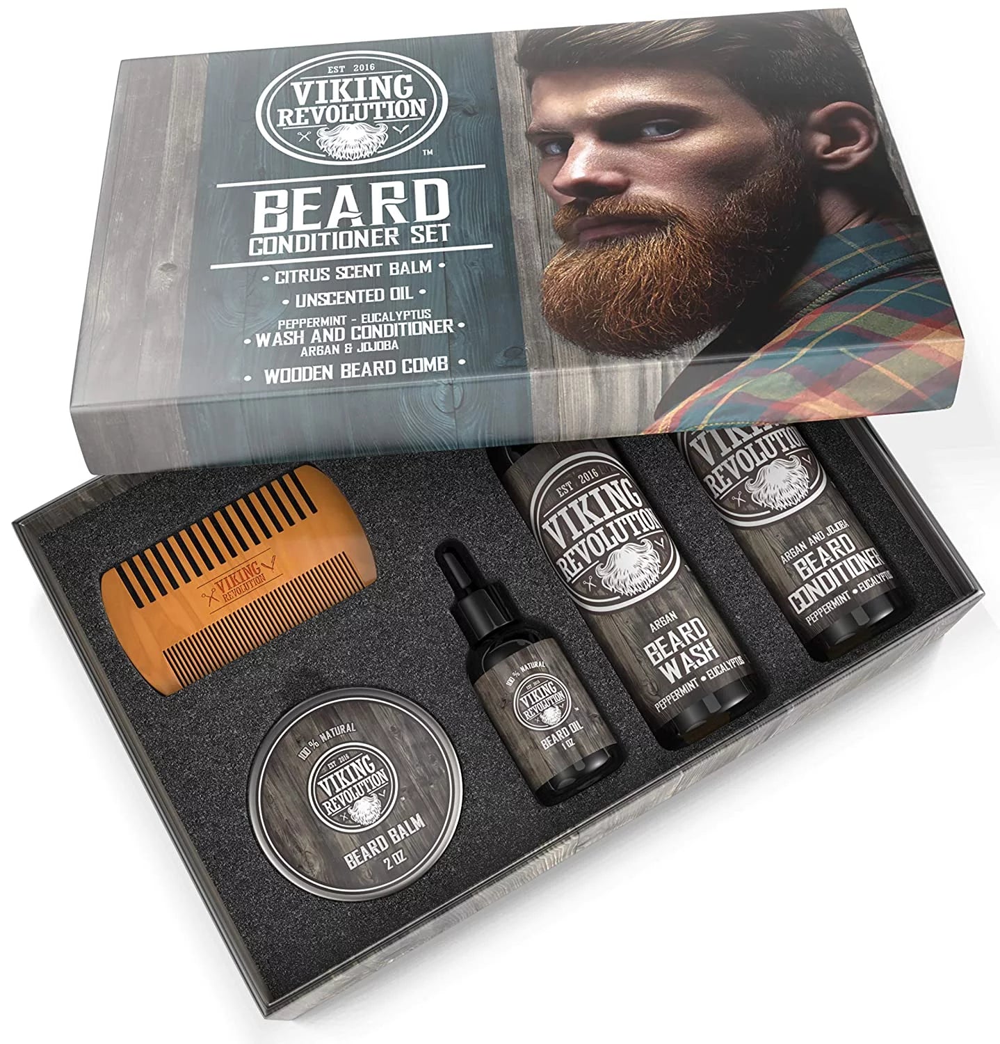 - Beard Care Kit with Beard Wash & Conditioner, Oil, Balm and Comb - Classic