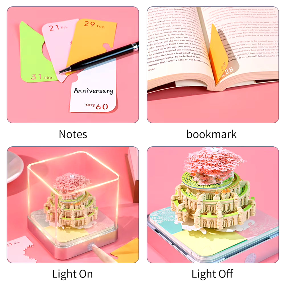 Desk Calendar 2025 3D Memo Pad Paper Carving Art 3D Sticky Notes Convenience Post Notes Marriage Tree Kawaii Notepad with Light