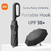 Windproof Umbrella Strong 105CM Reinforced Automatic Folding Umbrella Large Buckle Handle Wind/Water/Sun Resistant