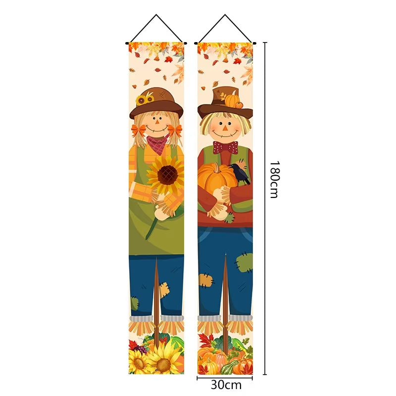 Thanksgiving Couplet Pumpkin Porch Hanging Banner Harvest Festival Party Decoration Thanksgiving Wall Door Hanging Banner