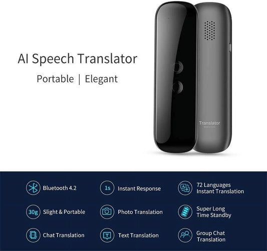 Language Translator Device Portable Foreign Language Real-Time 2-Way Translations, Supporting 72+ Languages for Travelling Learning Shopping Business Chat Recording Translations